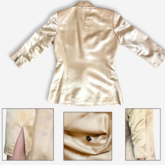 Y2K champagne silk blend suit, quiet luxury vintage workwear set, size 4, 8, med - Picture 7 of 8